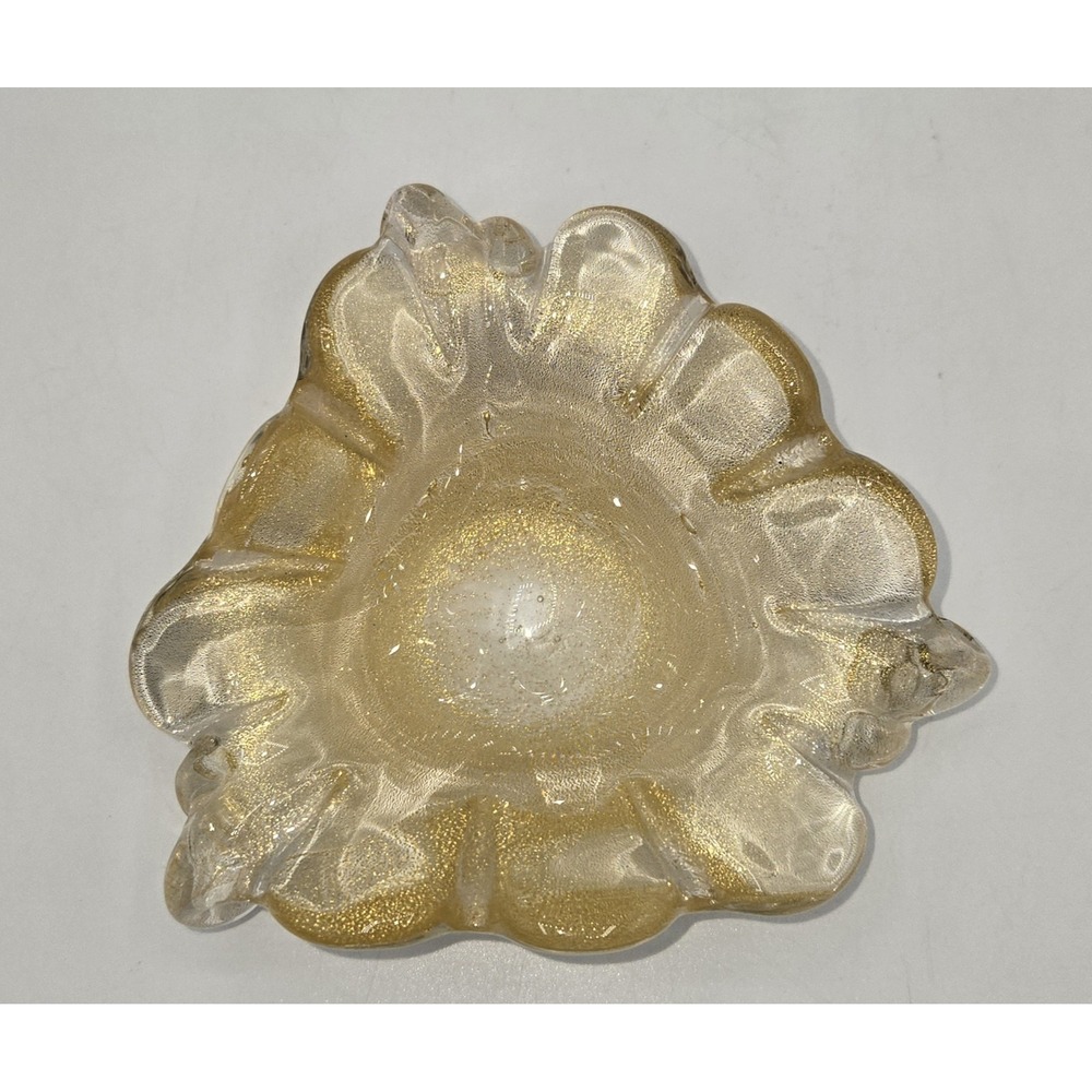 Murano Glass Gold Fleck Ashtray‎ 4.5"